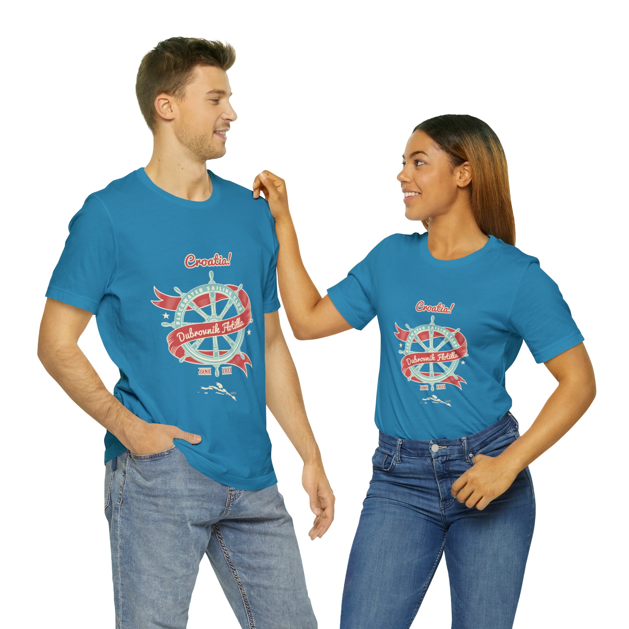 Unisex Jersey Kurzarm-T-Shirt Kroatien Flottille 2023 Blau 