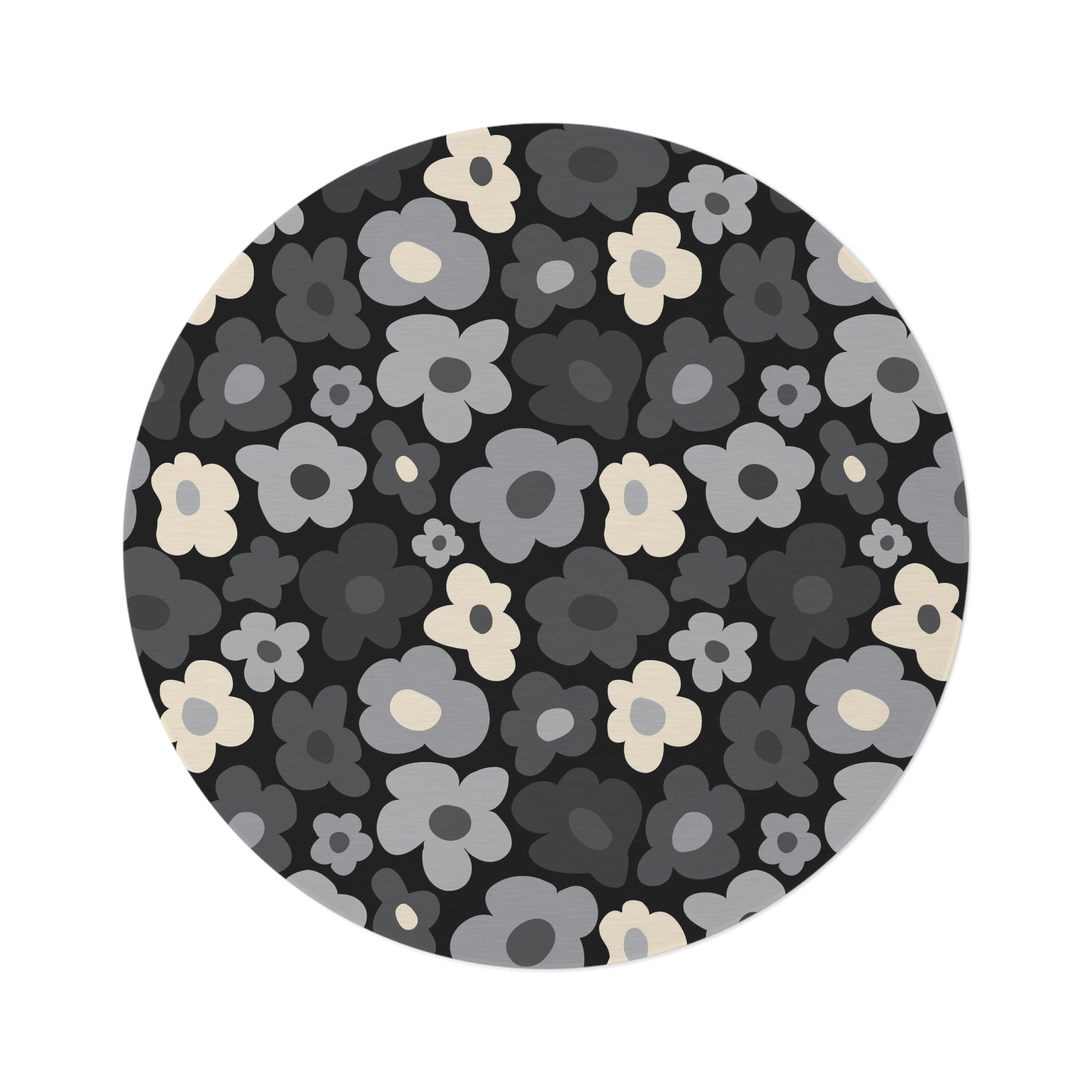 Runder Teppich Blumen grau 