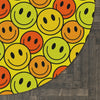 Laden Sie das Bild in den Galerie-Viewer, Runder Teppich Happy Face Muster gelb/orange 
