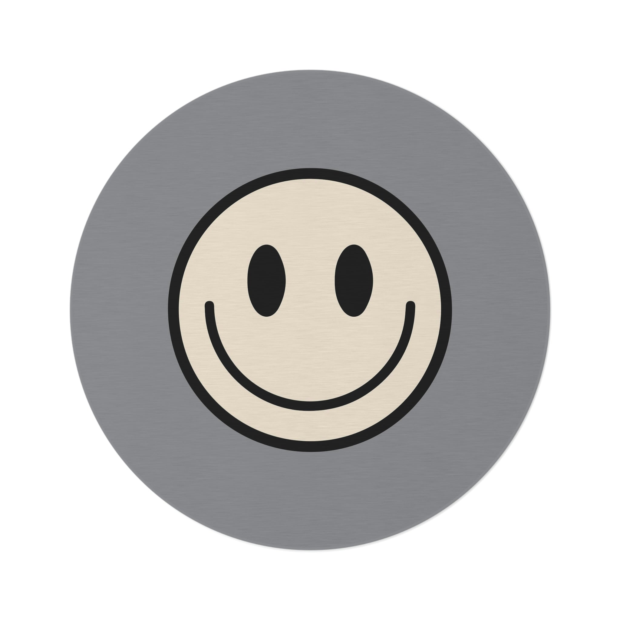 Runder Teppich Happy Face in gebrochenem Weiß 