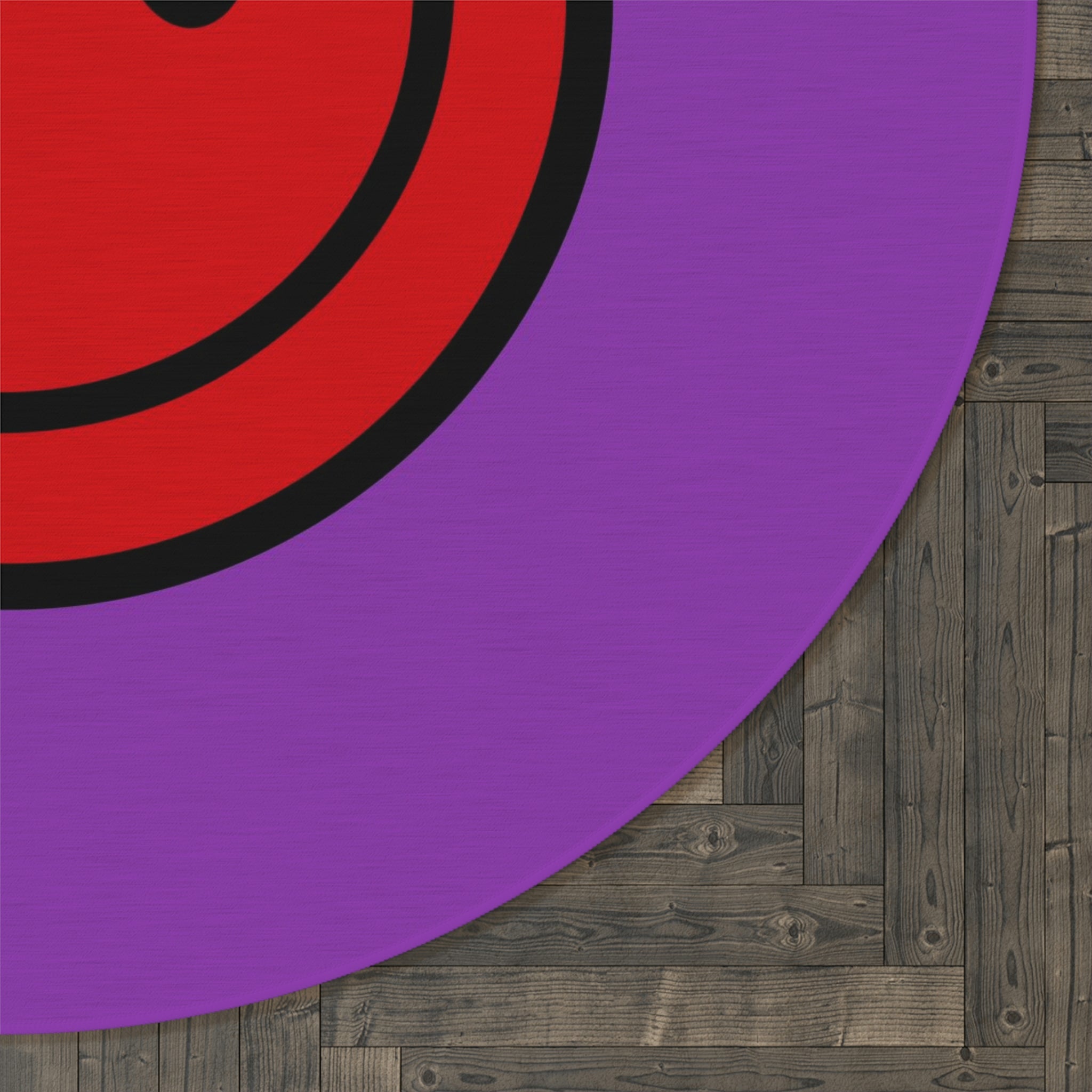 Round Rug Happy Face pattern red/purple