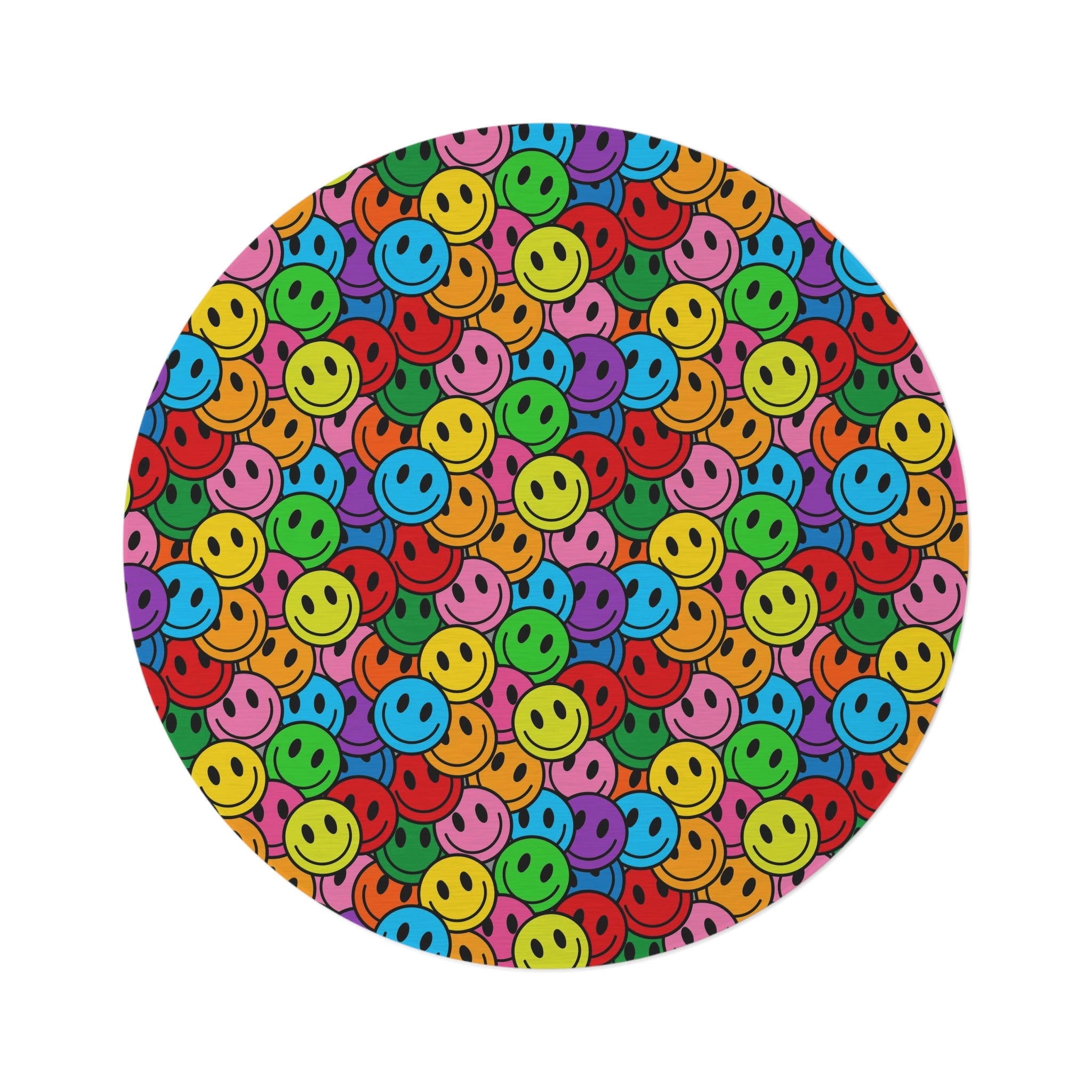 Runder Teppich Happy Face Muster bunt 