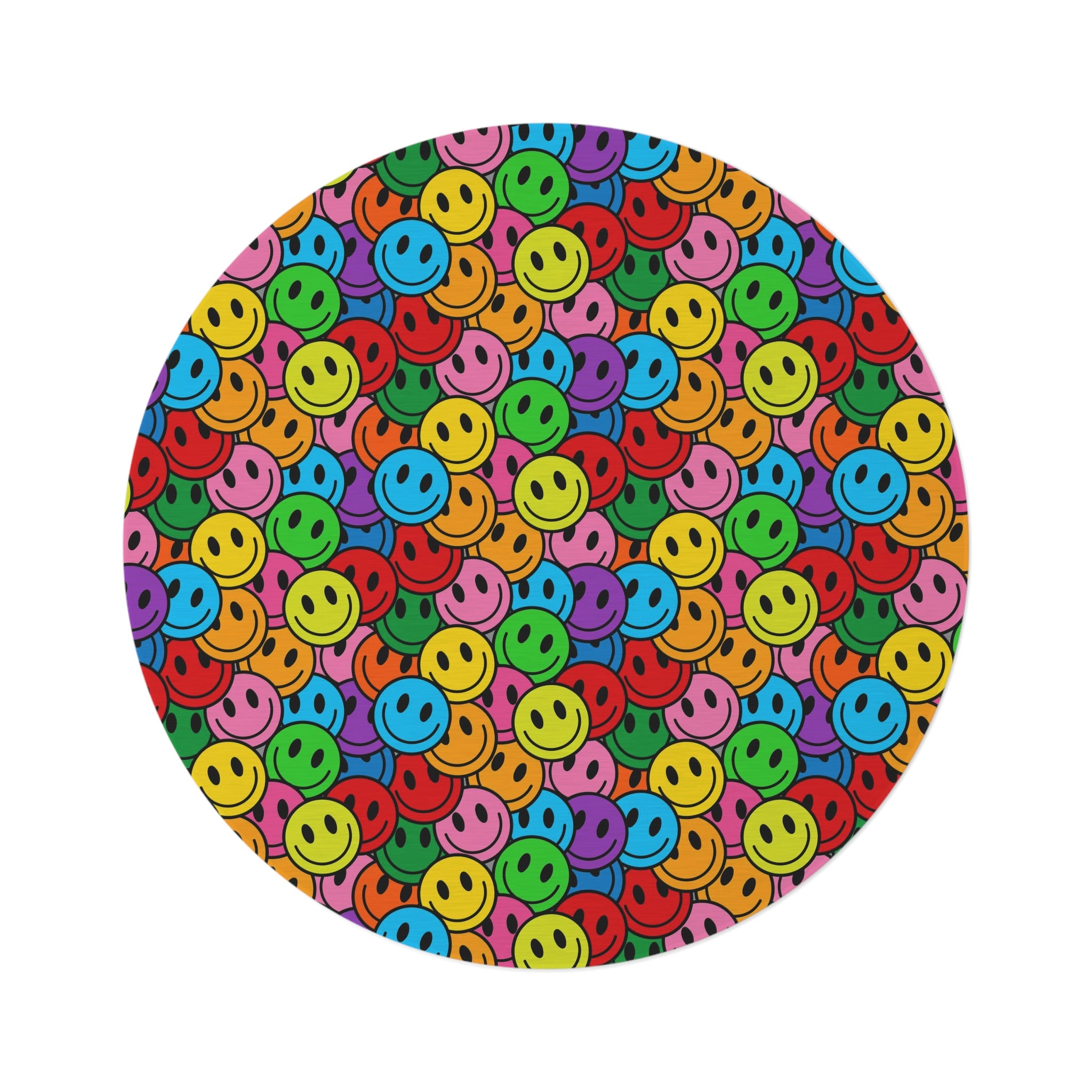 Round Rug Happy Face pattern colorful
