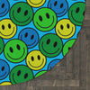 Load image into Gallery viewer, Round Rug Happy Face pattern green/blue