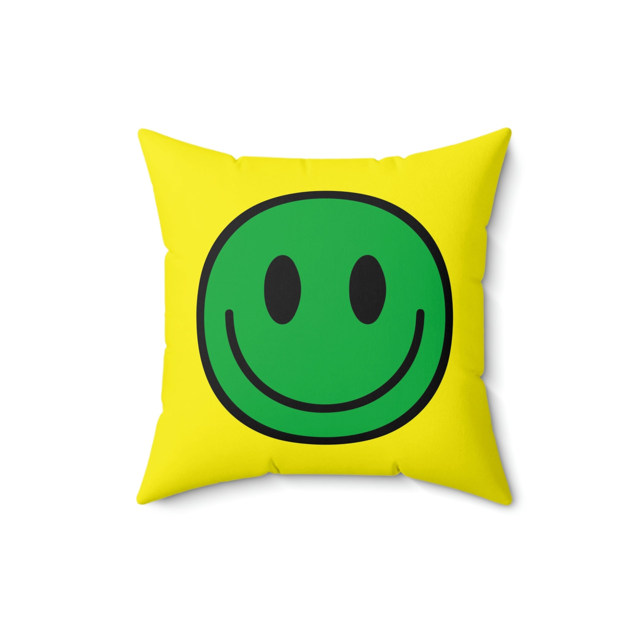 Kissen aus gesponnenem Polyester Happy Face grün/gelb