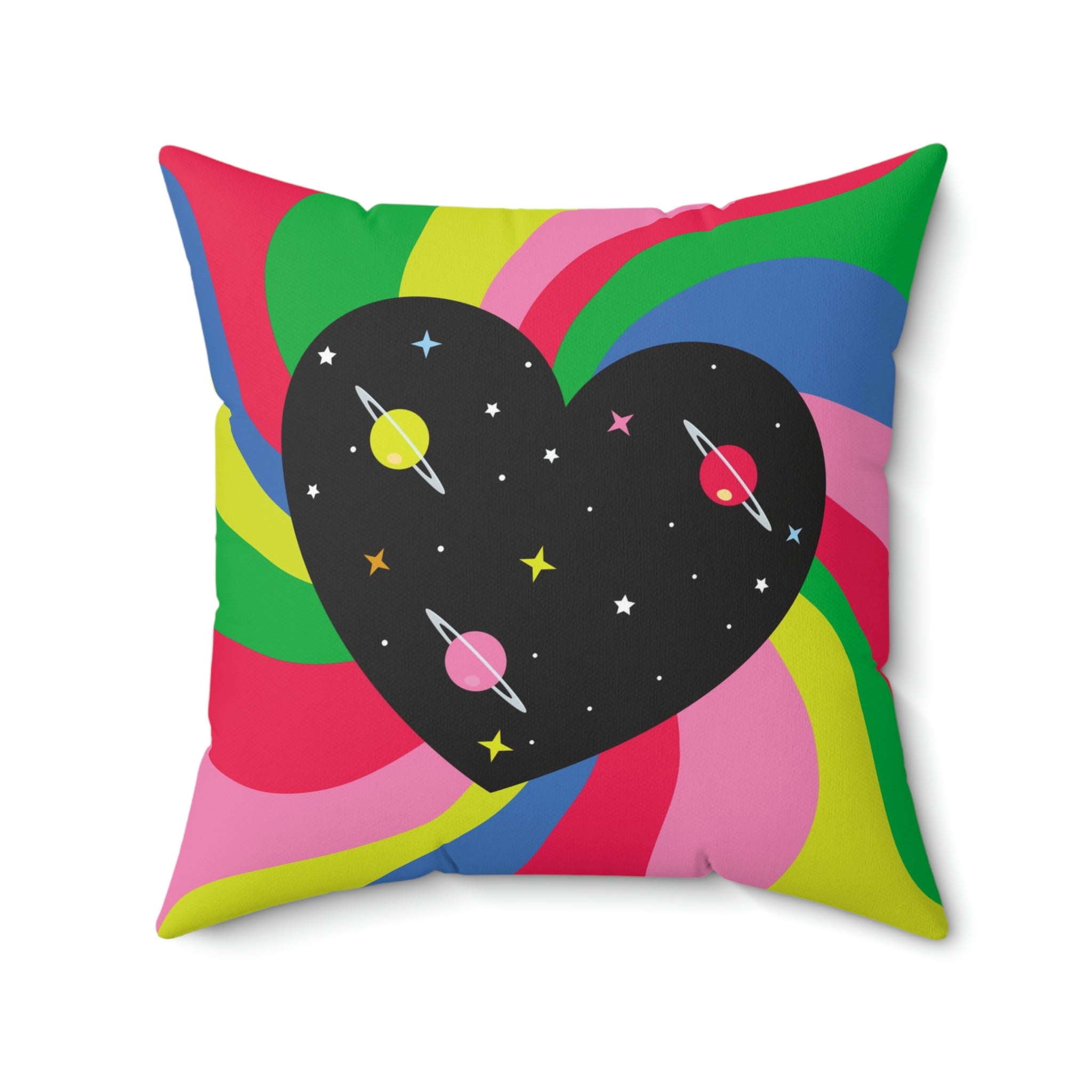 Love Spun Polyester Pillow Heart planets