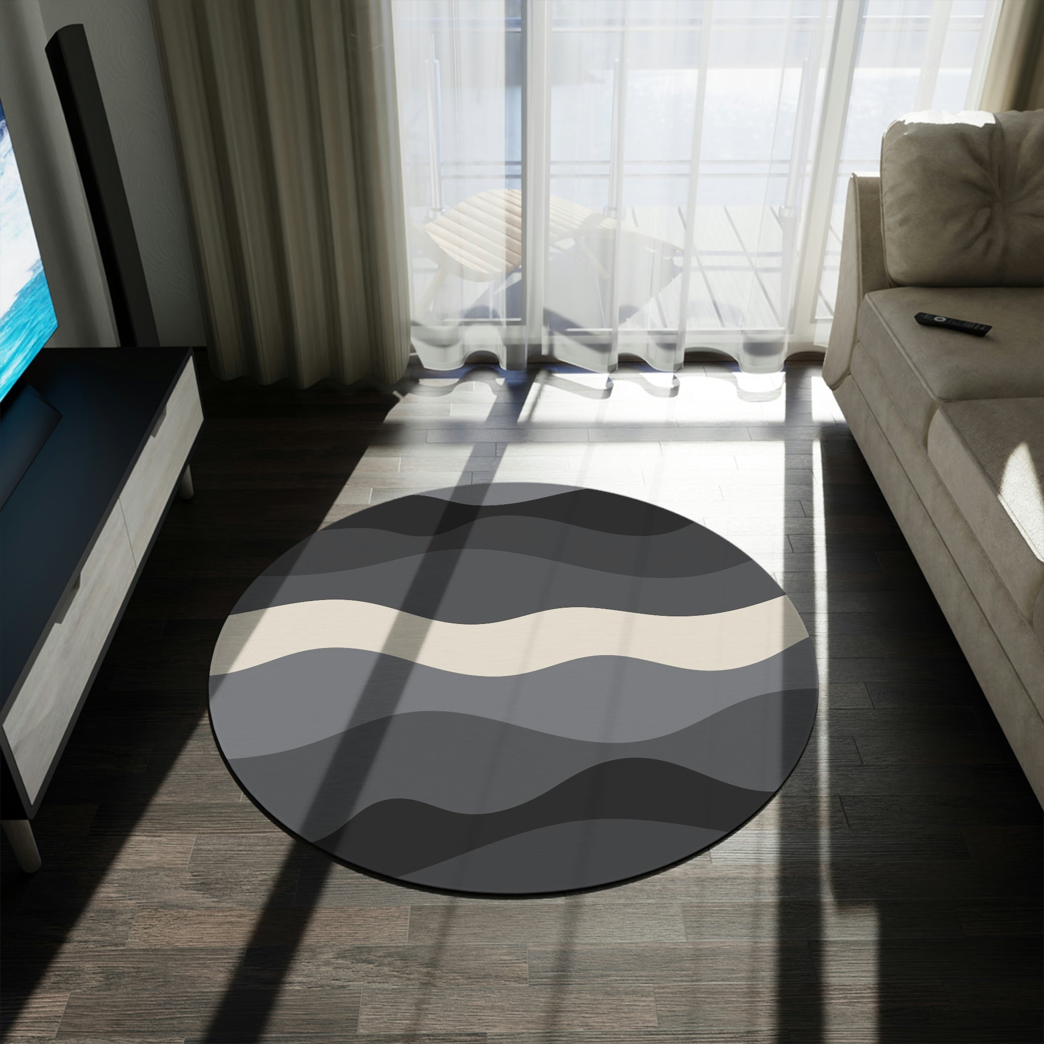 Runder Teppich Waves grau 