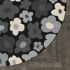 Laden Sie das Bild in den Galerie-Viewer, Runder Teppich Blumen grau 