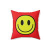 Laden Sie das Bild in den Galerie-Viewer, Kissen aus gesponnenem Polyester Happy Face gelb/rot