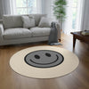 Load image into Gallery viewer, Round Rug Happy Face grey