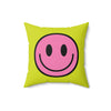 Kissen aus gesponnenem Polyester Happy Face rosa/pistazie
