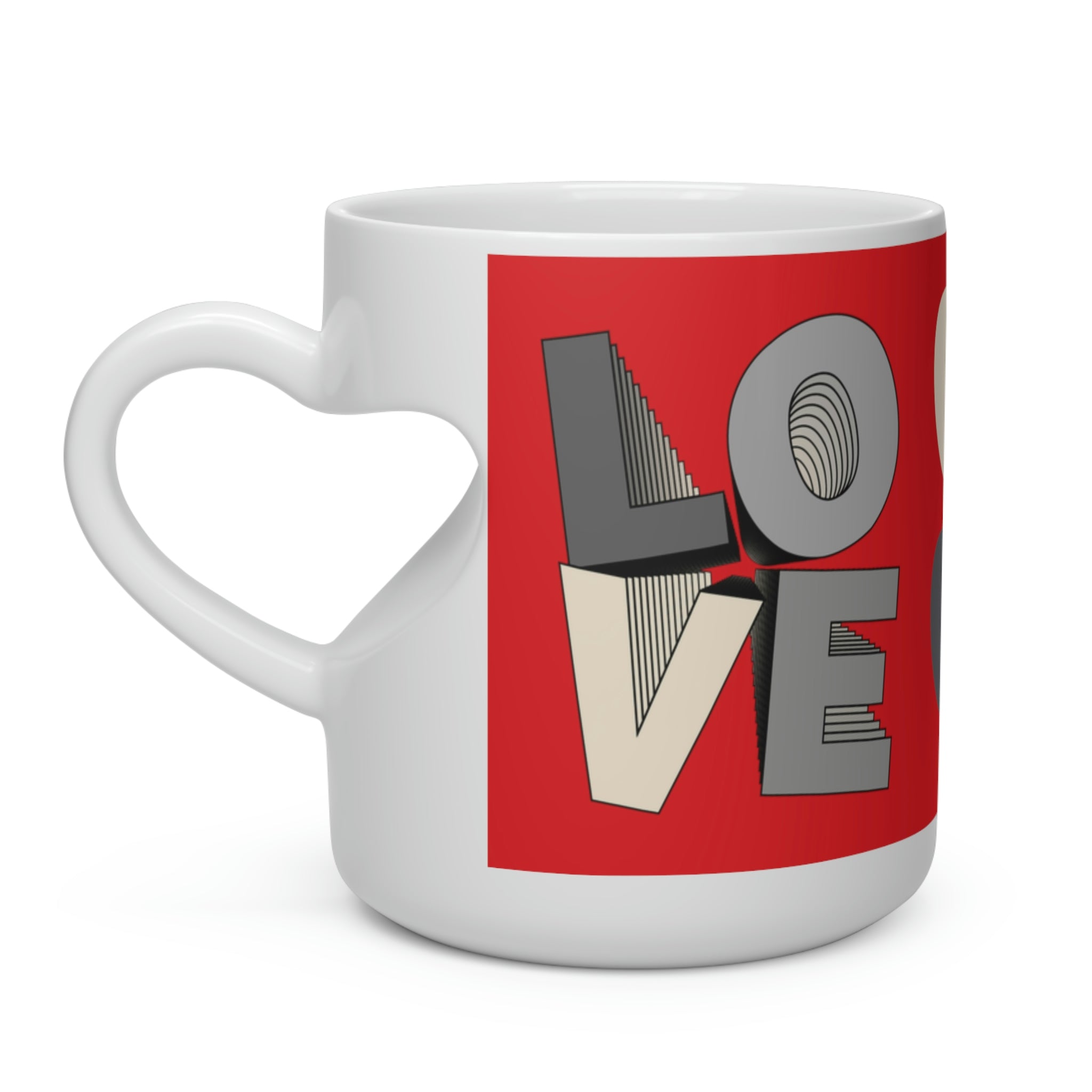 Herzförmige Tasse Layer Love 2 grau/rot 