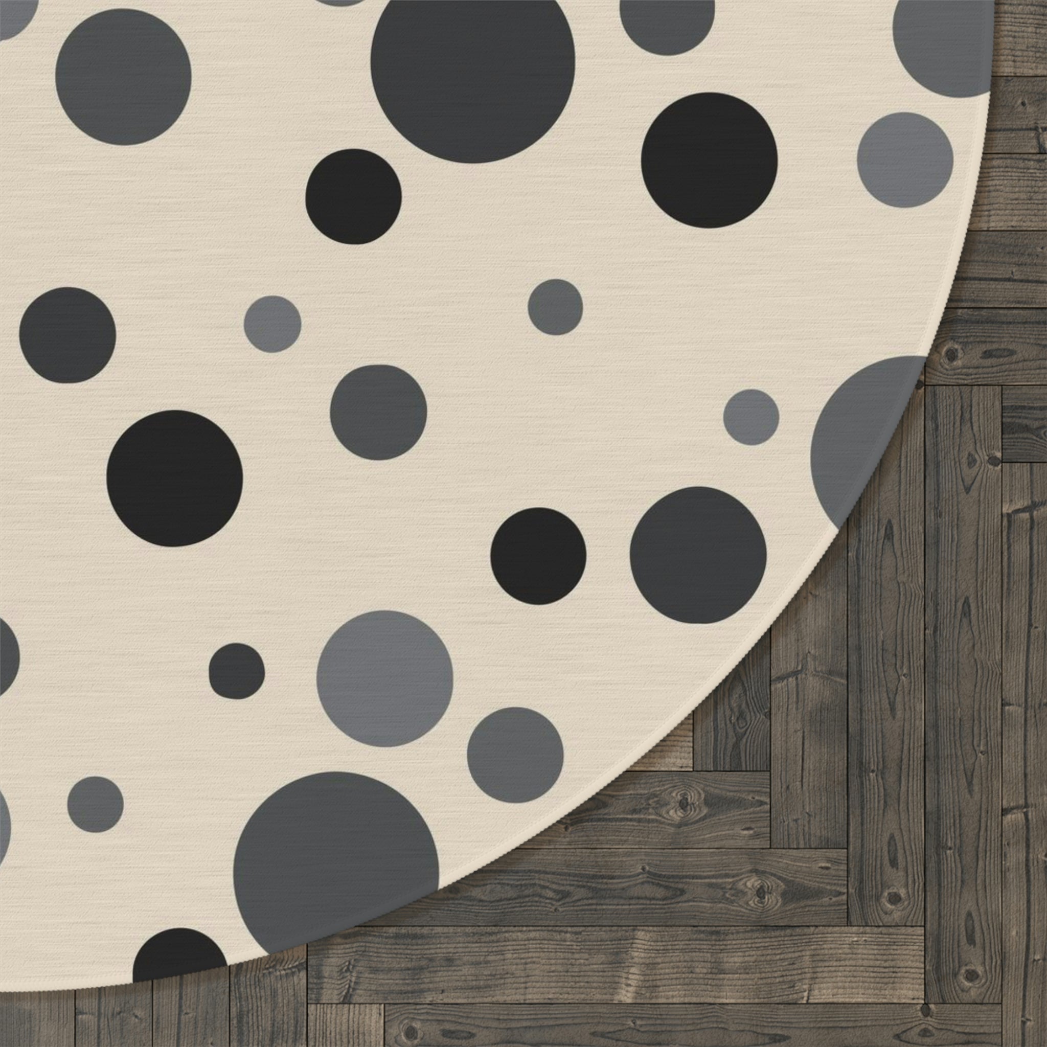 Round Rug Dots 2 grey