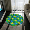 Load image into Gallery viewer, Round Rug Happy Face pattern green/blue