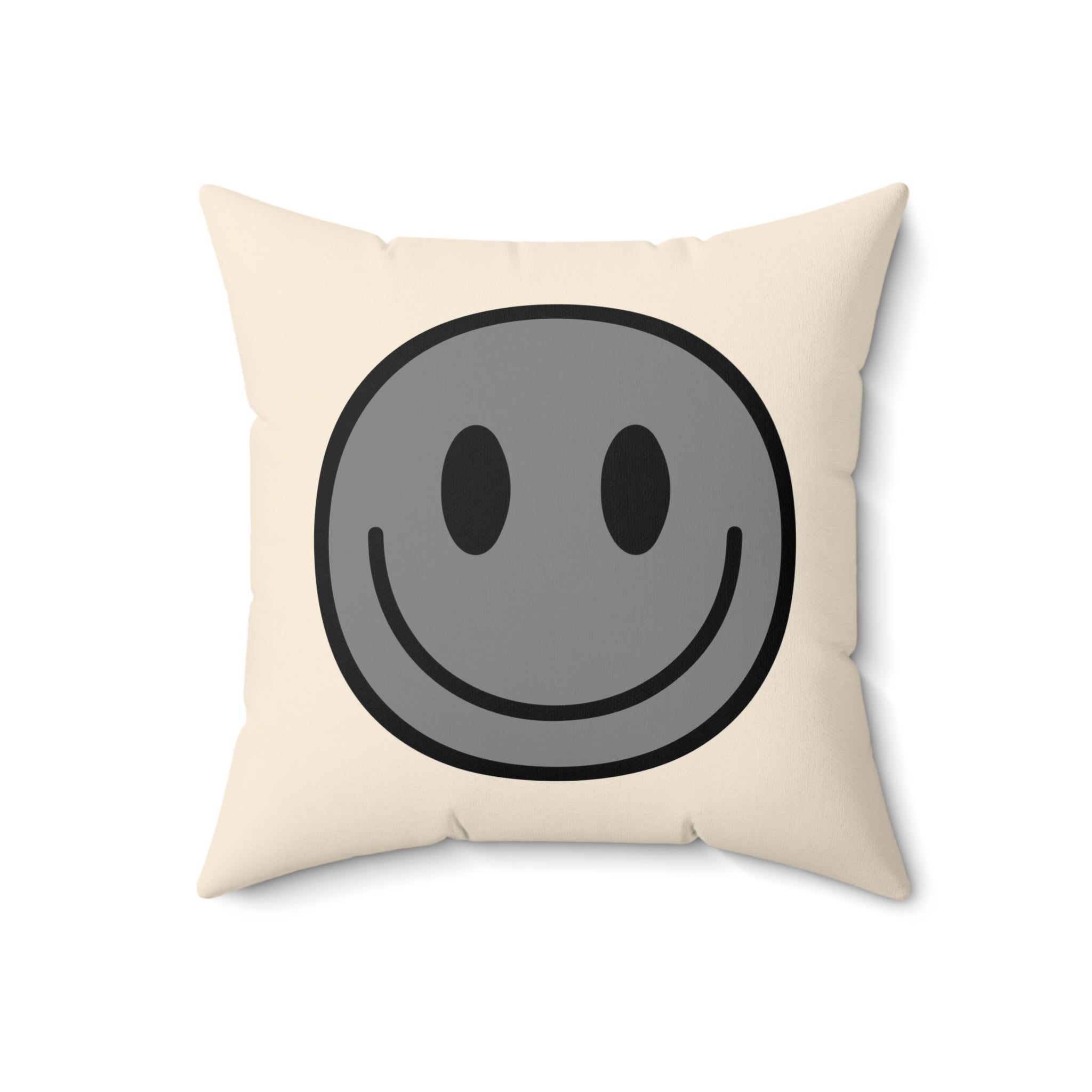 Spun Polyester Pillow Happy Face grey/off white
