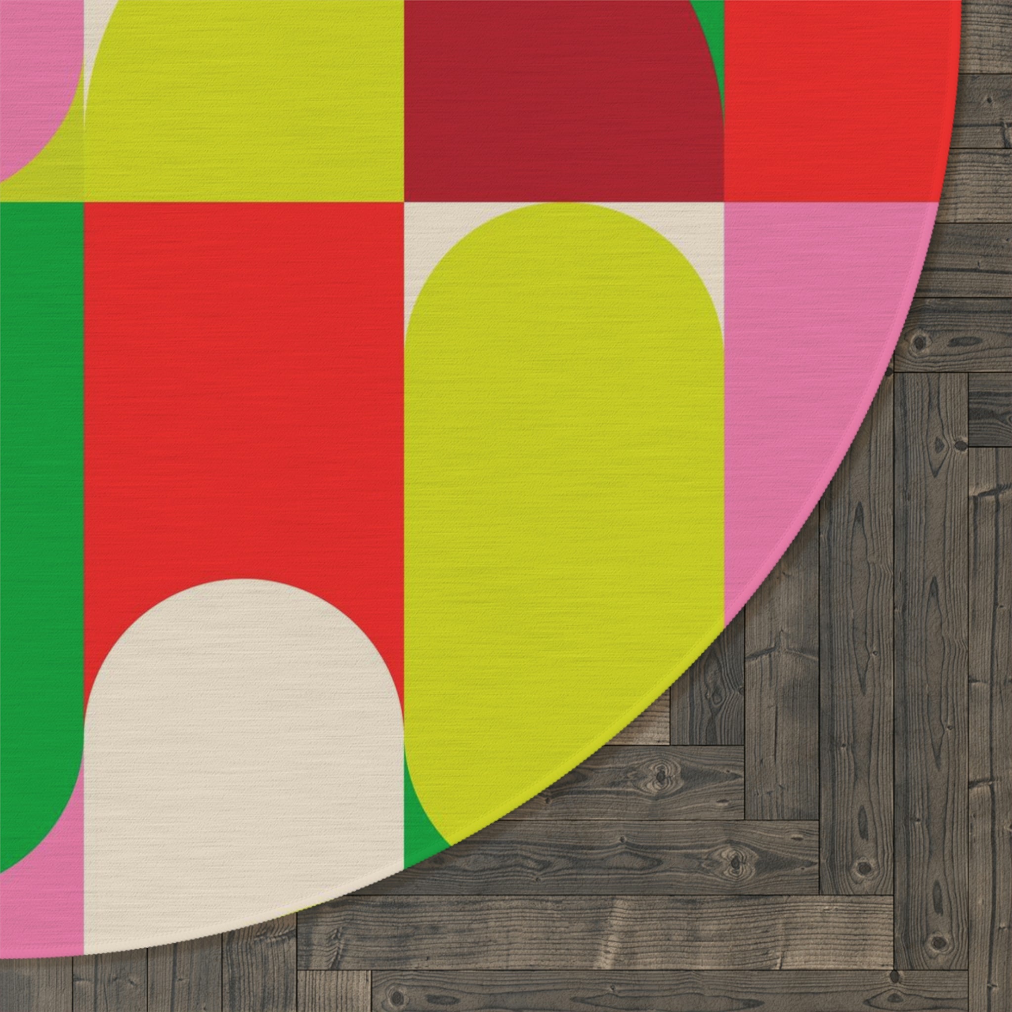 Round Rug Geometrics rainbow