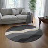 Load image into Gallery viewer, Round Rug Waves grey