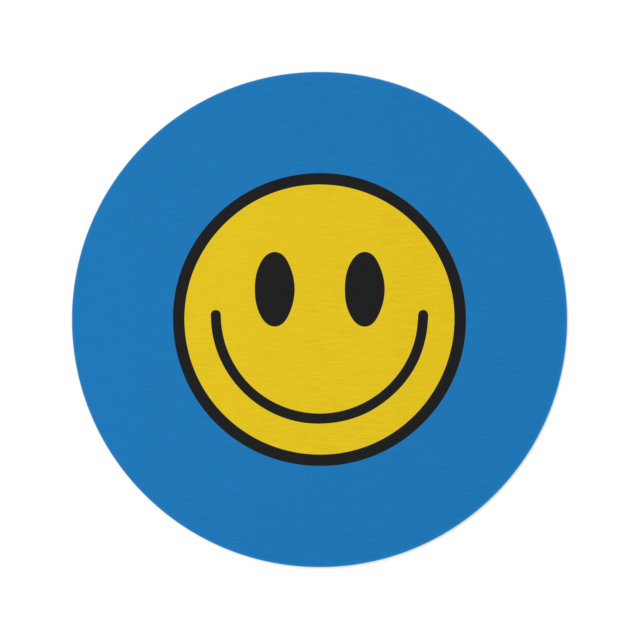 Runder Teppich Happy Face Muster gelb/blau 