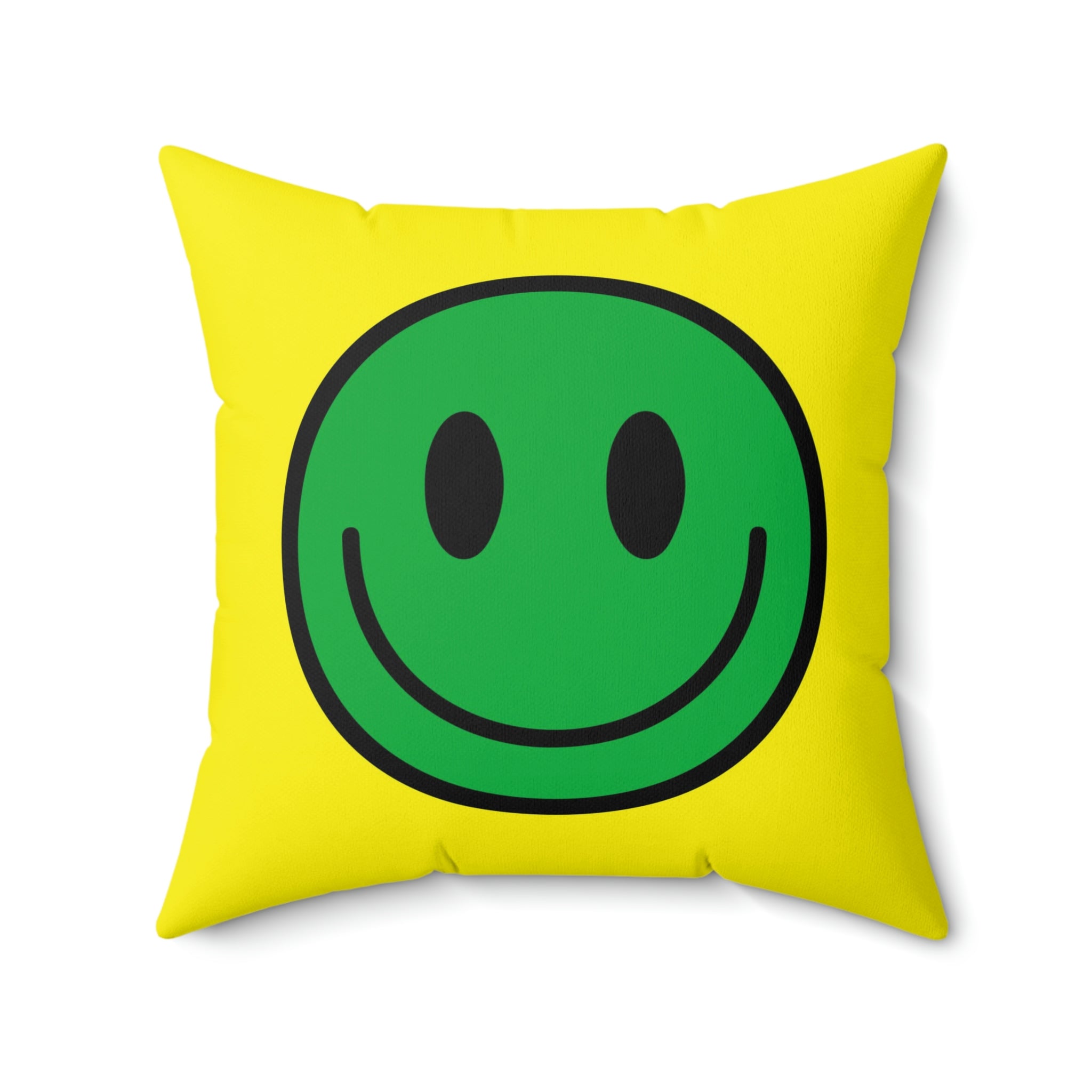 Kissen aus gesponnenem Polyester Happy Face grün/gelb