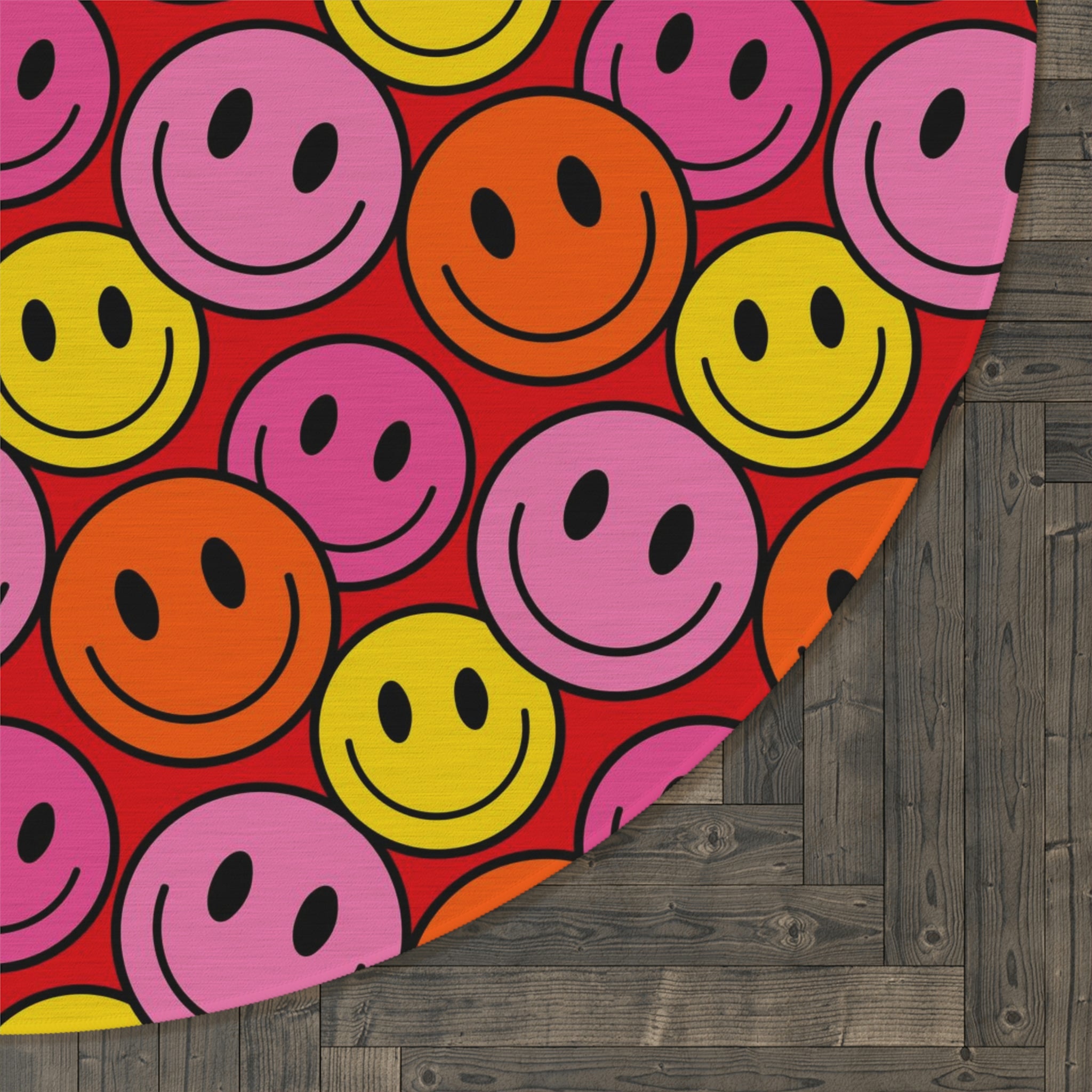 Runder Teppich Happy Face Muster rot/rosa 