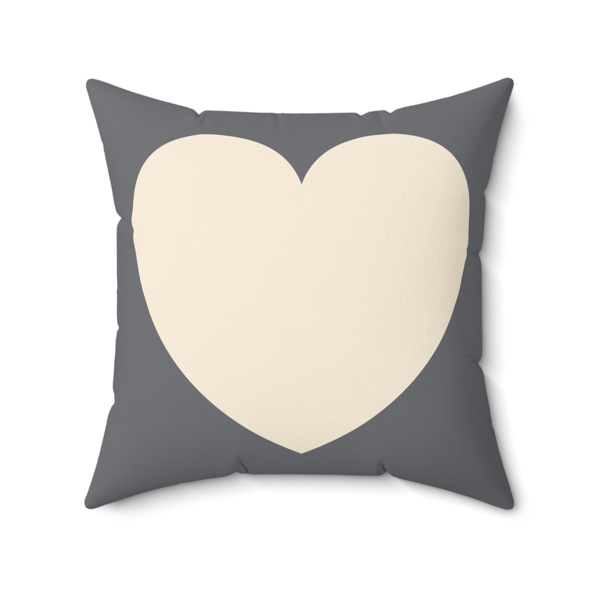 Love Spun Polyester Pillow Heart off white/grey