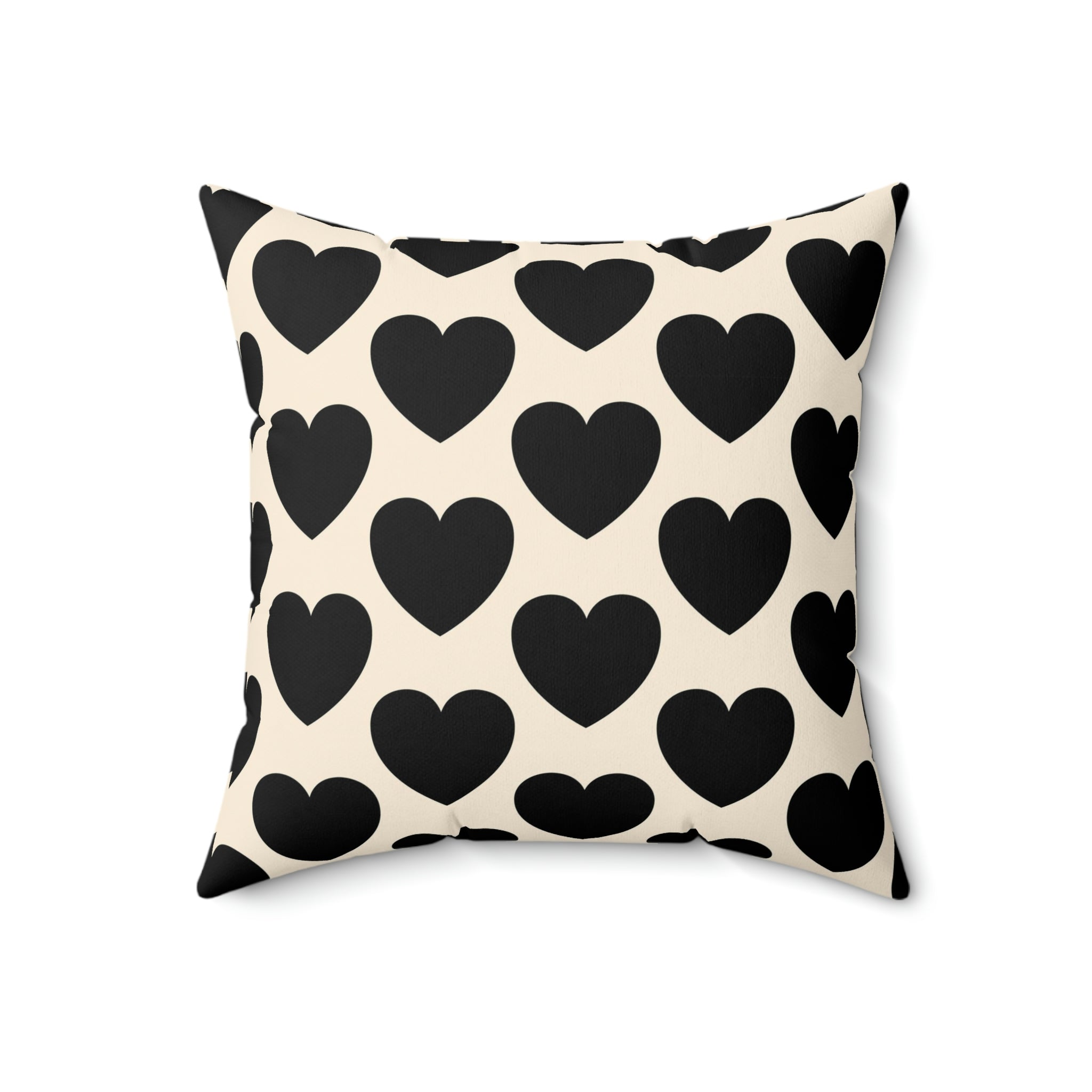Love Spun Polyester Pillow Heart black pattern