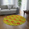 Round Rug Happy Face pattern yellow/orange