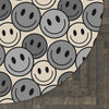 Round Rug Happy Face pattern 1 grey