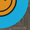 Alfombra Redonda Motivo Happy Face ocre/azul 