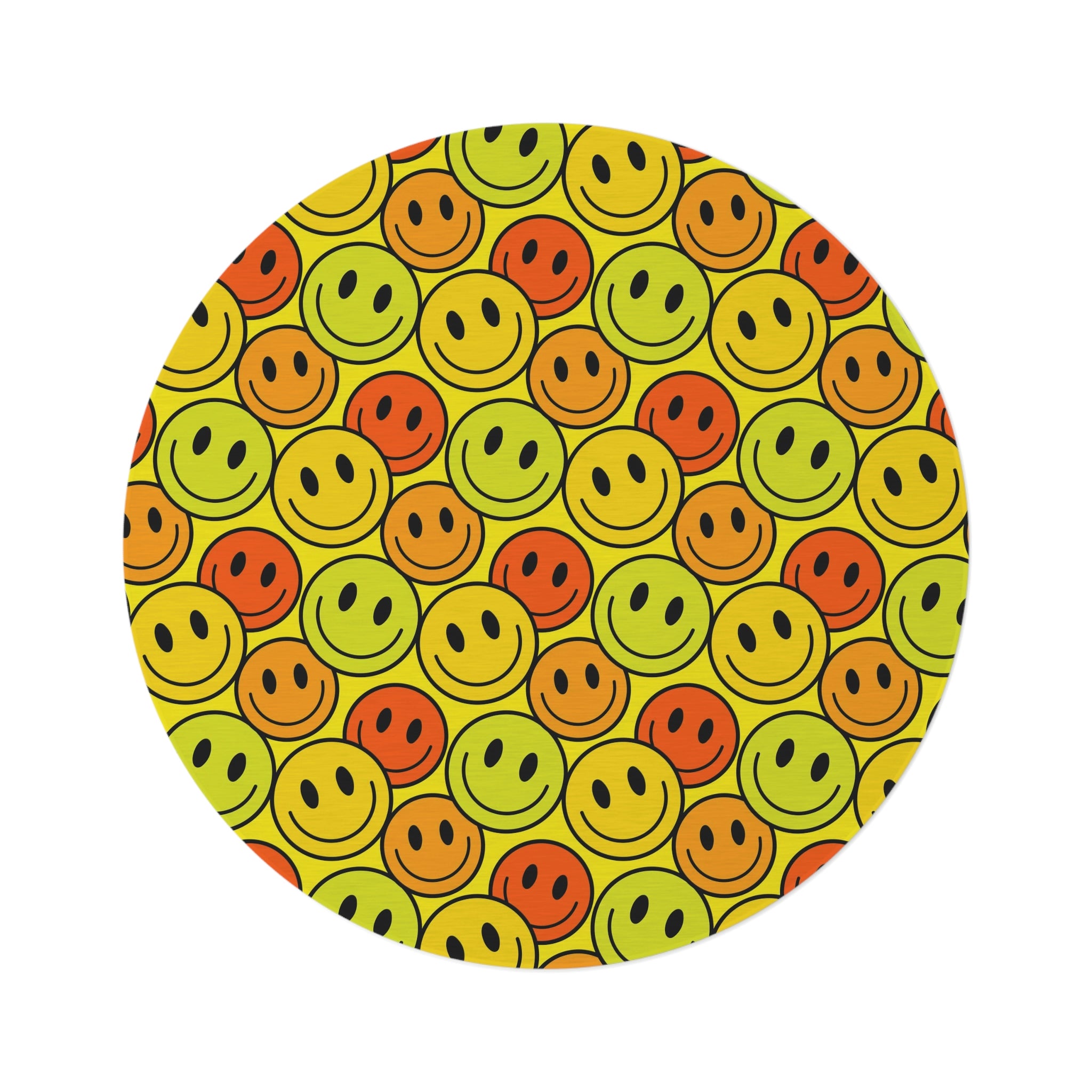 Runder Teppich Happy Face Muster gelb/orange 