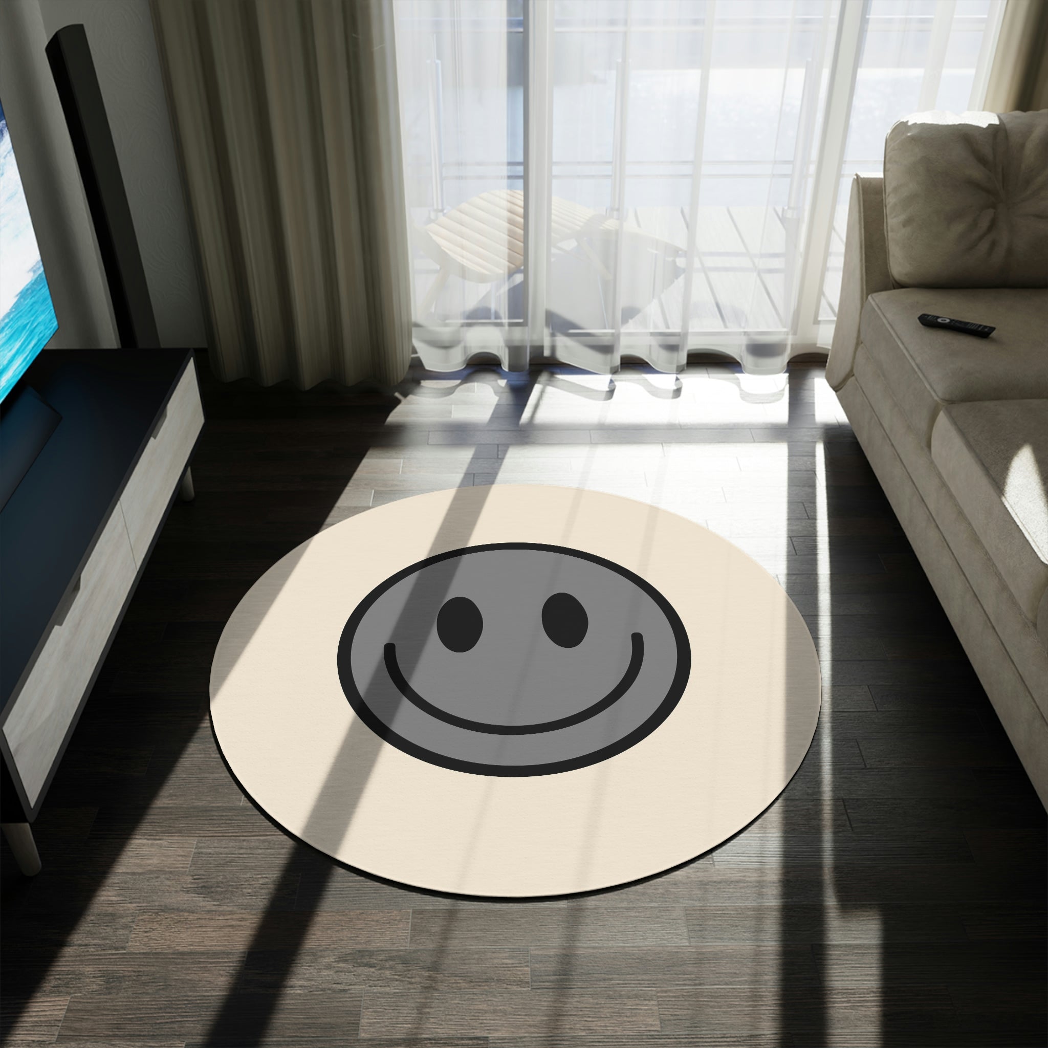 Runder Teppich Happy Face grau 