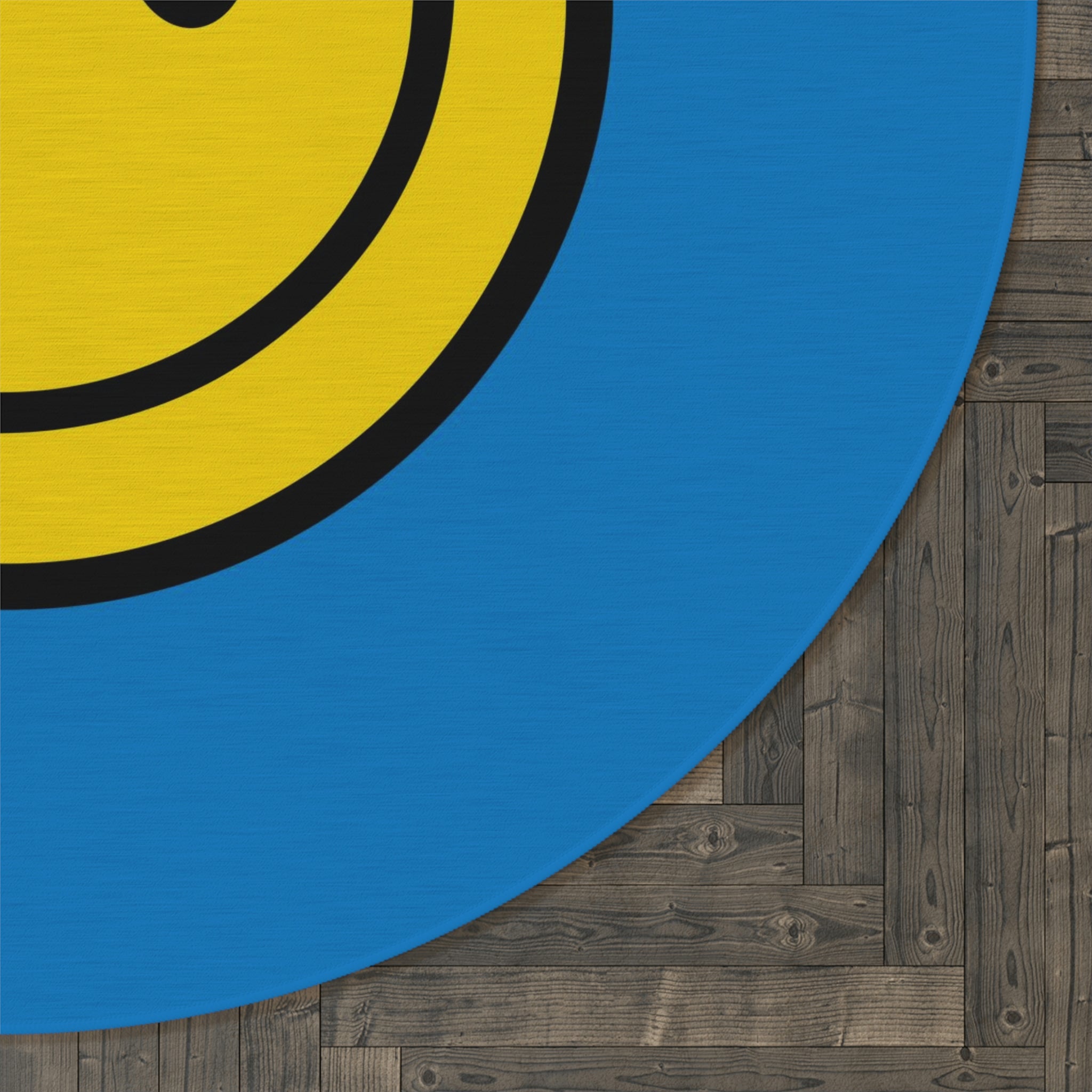 Runder Teppich Happy Face Muster gelb/blau 