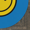 Runder Teppich Happy Face Muster gelb/blau 