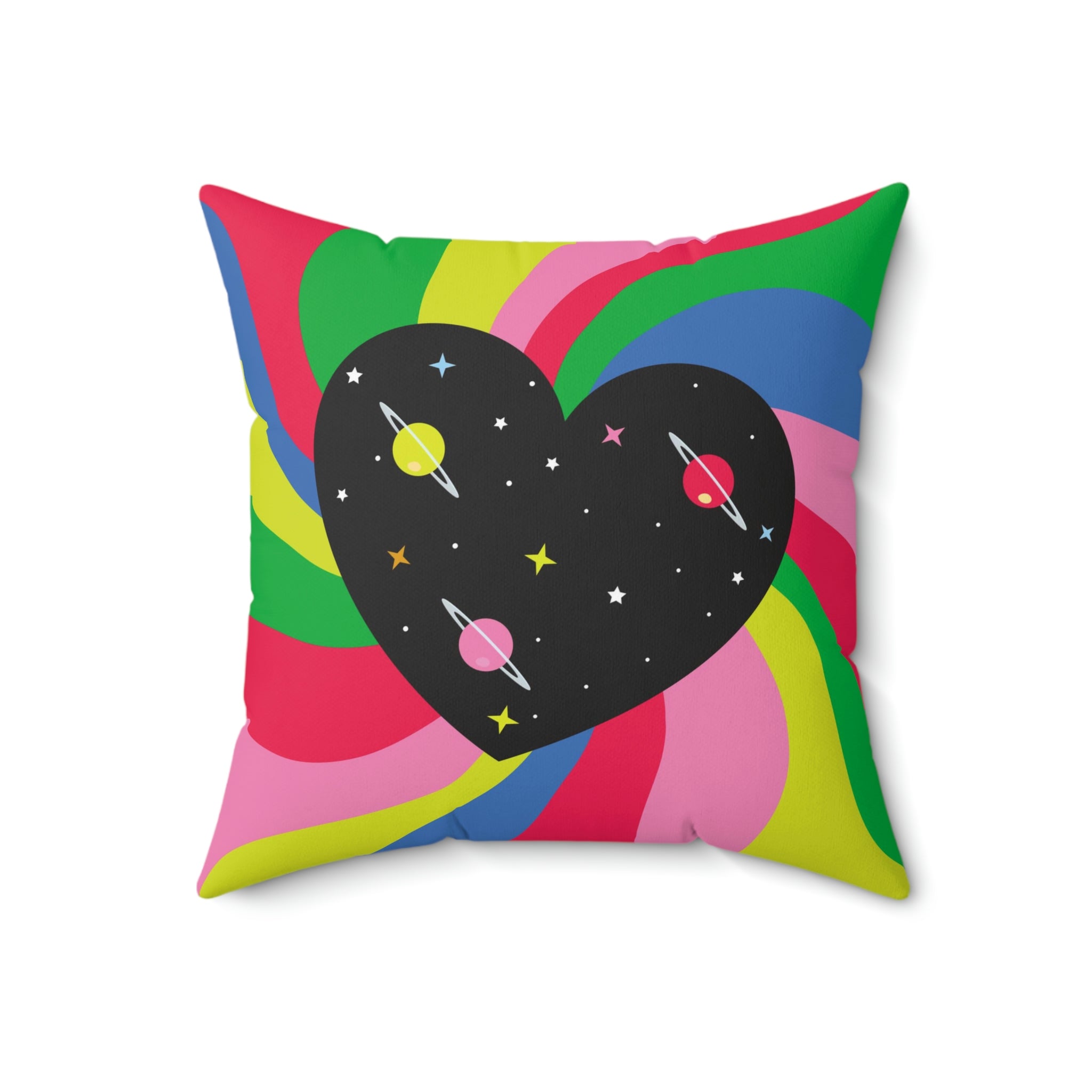 Love Spun Polyester Pillow Heart planets
