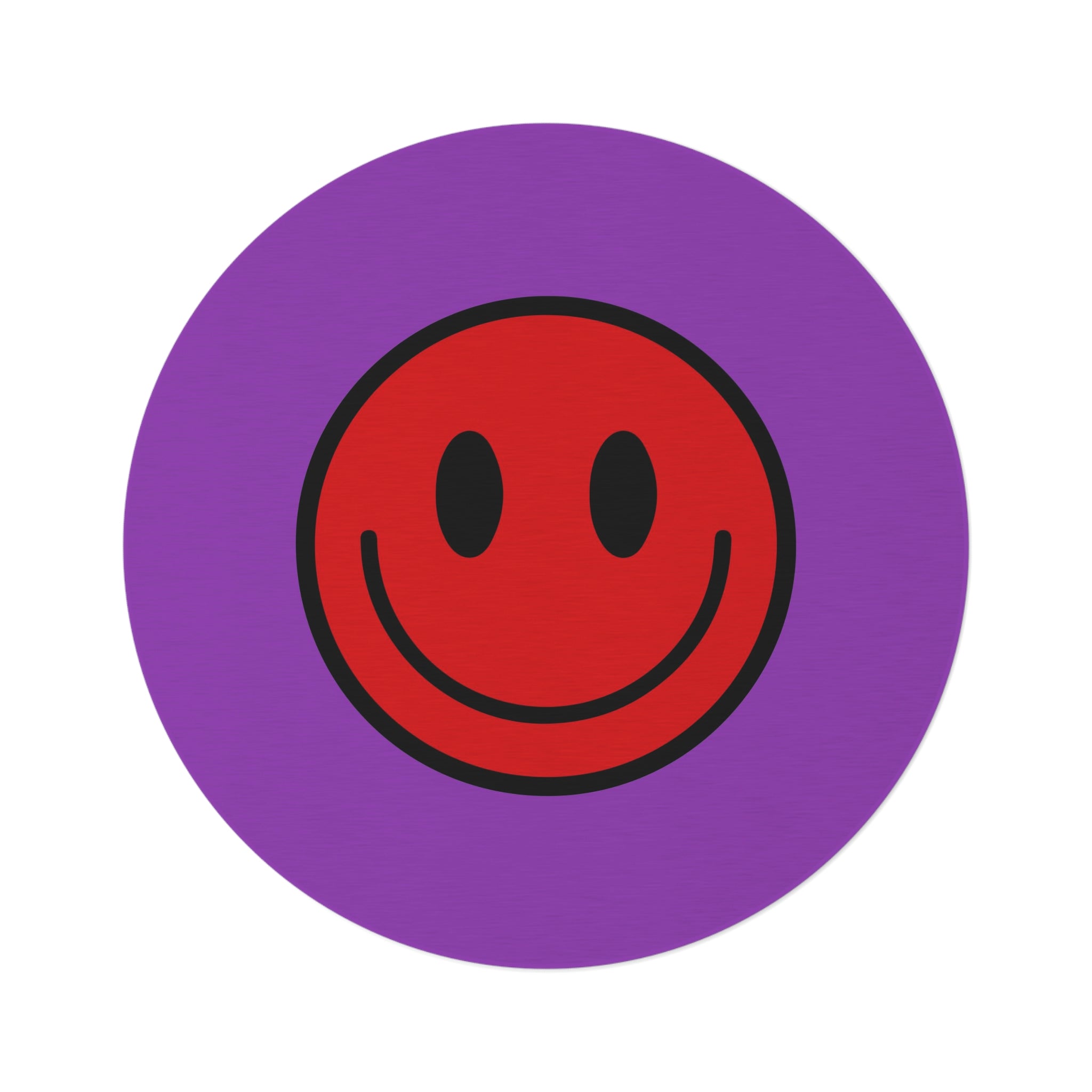 Round Rug Happy Face pattern red/purple