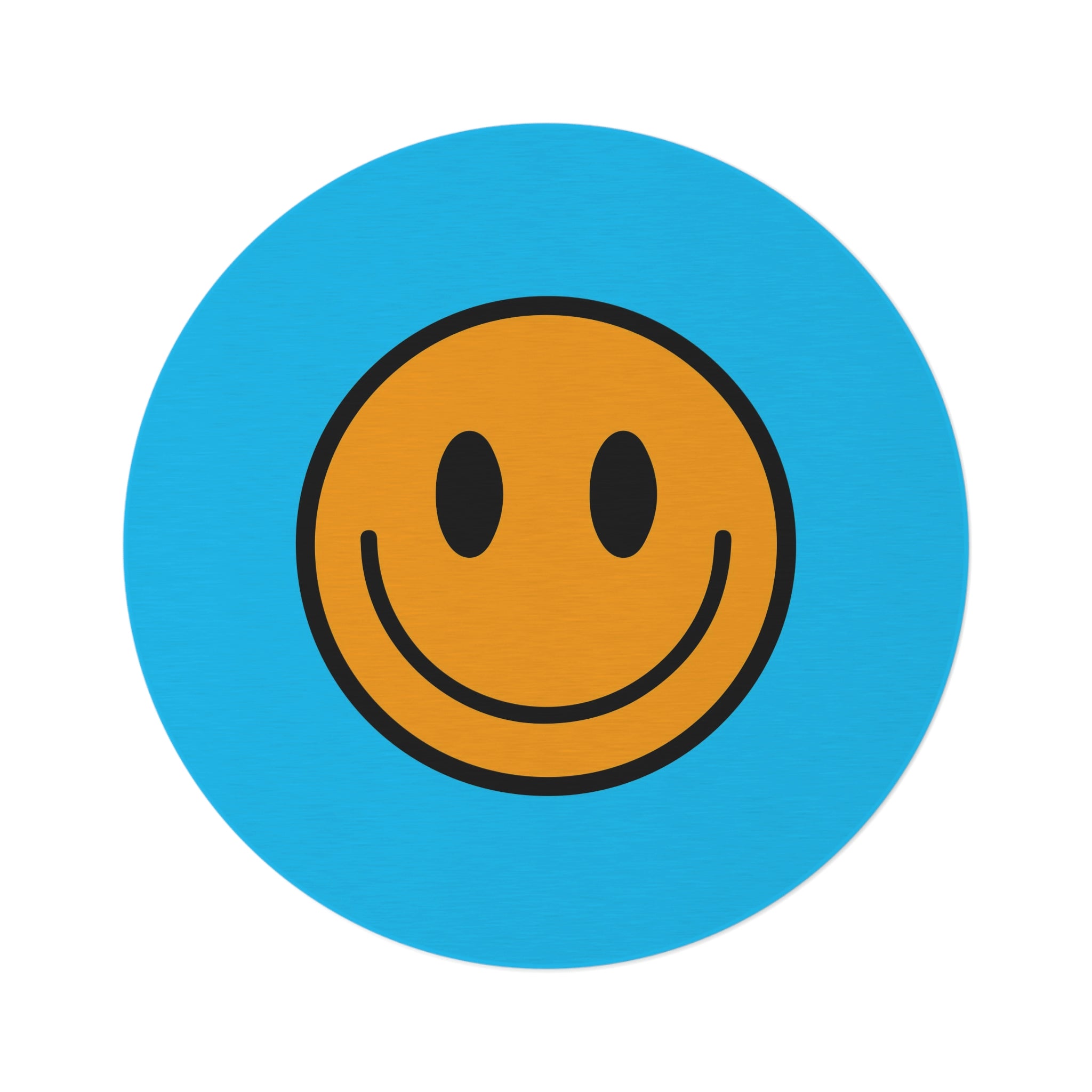 Alfombra Redonda Motivo Happy Face ocre/azul 