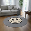 Runder Teppich Happy Face in gebrochenem Weiß 
