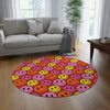 Runder Teppich Happy Face Muster rot/rosa 