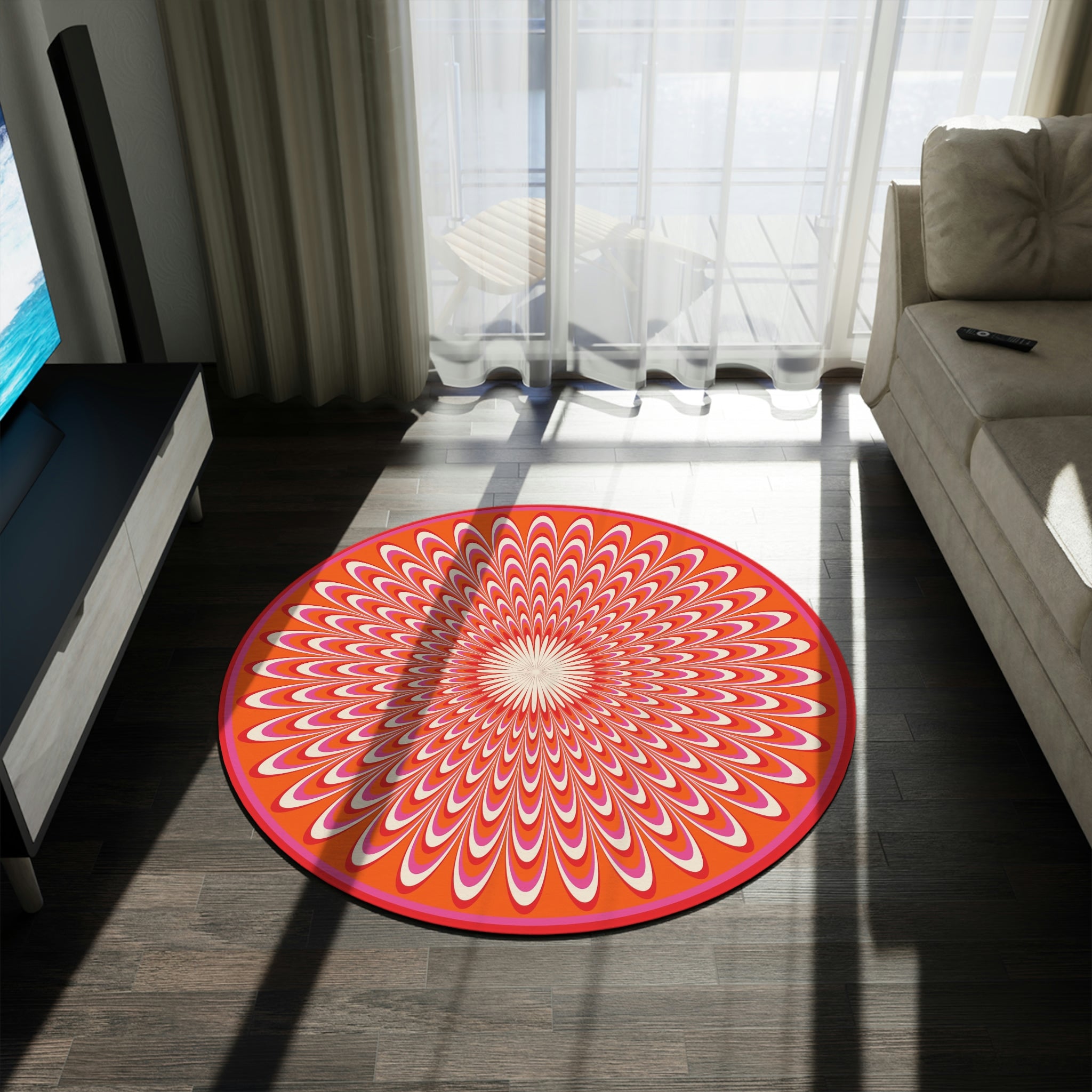 Round Rug Optical red