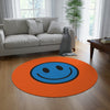 Laden Sie das Bild in den Galerie-Viewer, Runder Teppich Happy Face Muster blau/orange 