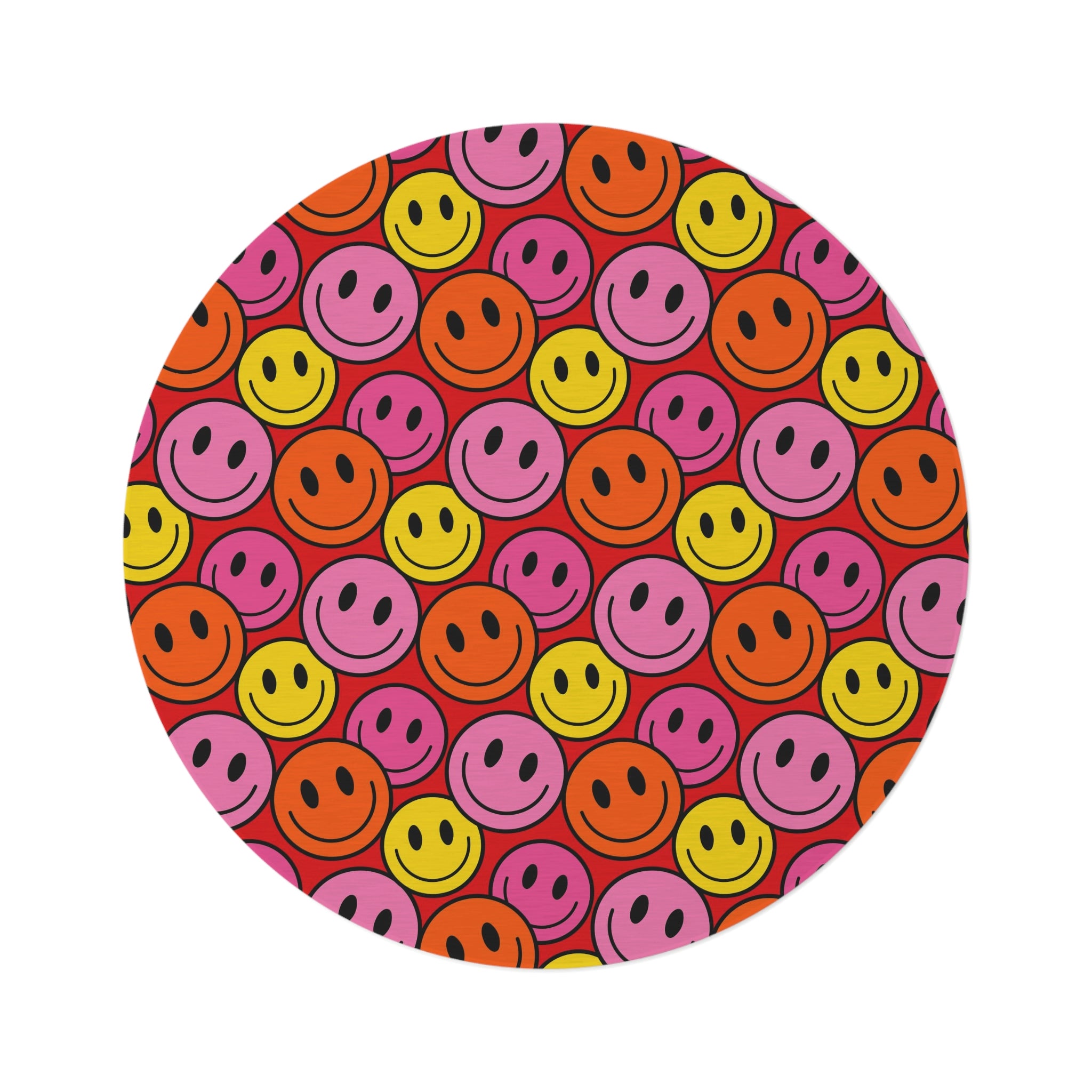 Runder Teppich Happy Face Muster rot/rosa 