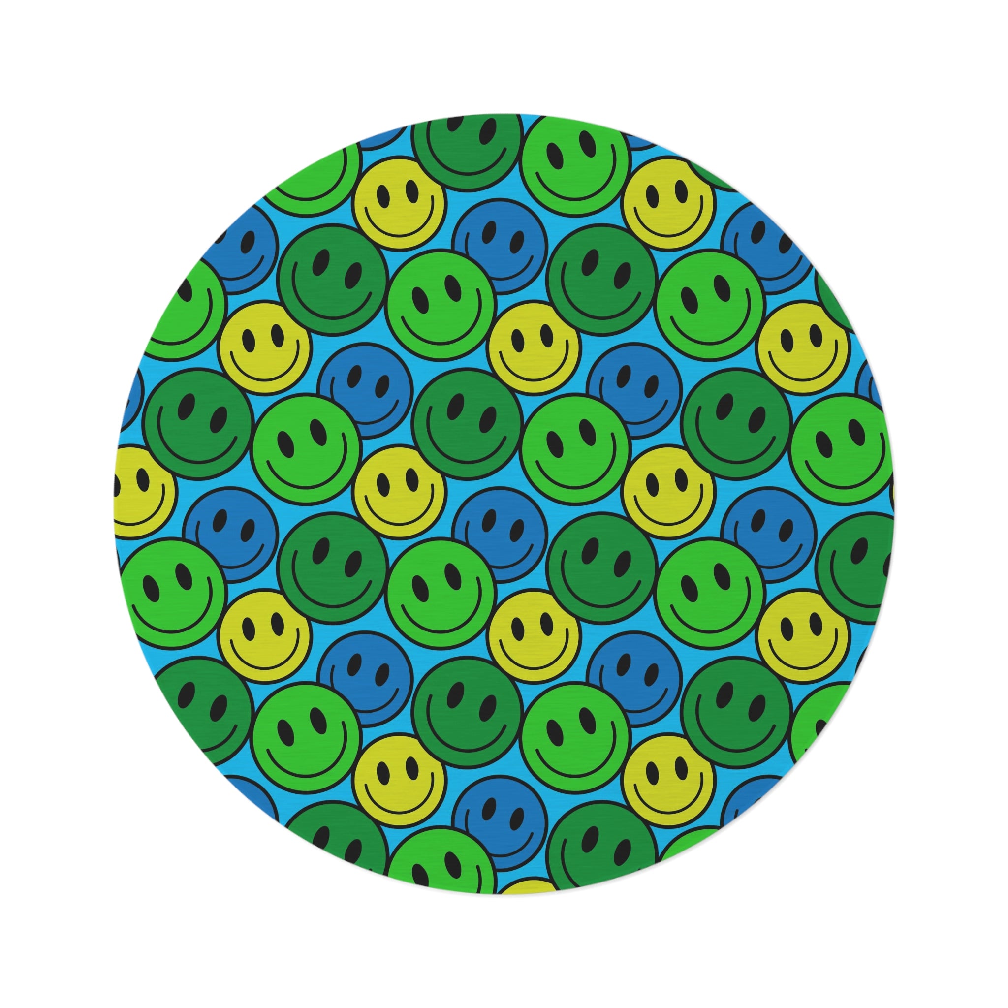 Runder Teppich Happy Face Muster grün/blau 