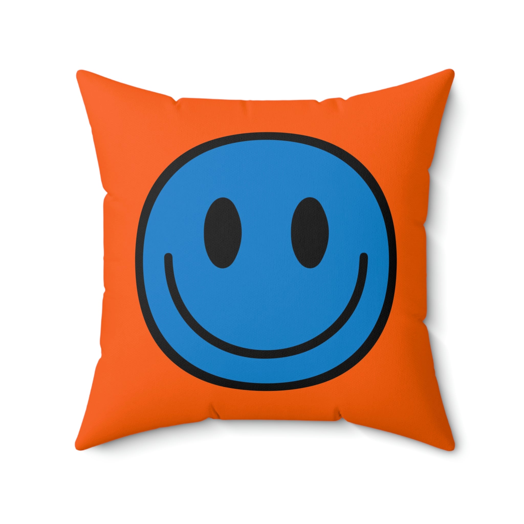 Spun Polyester Pillow Happy Face blue/orange